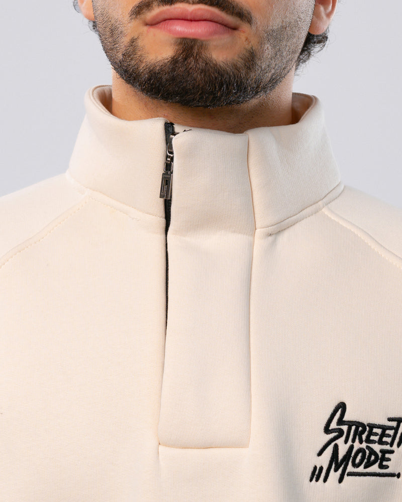 Street Mode off-white Quarter-Zip Pullover