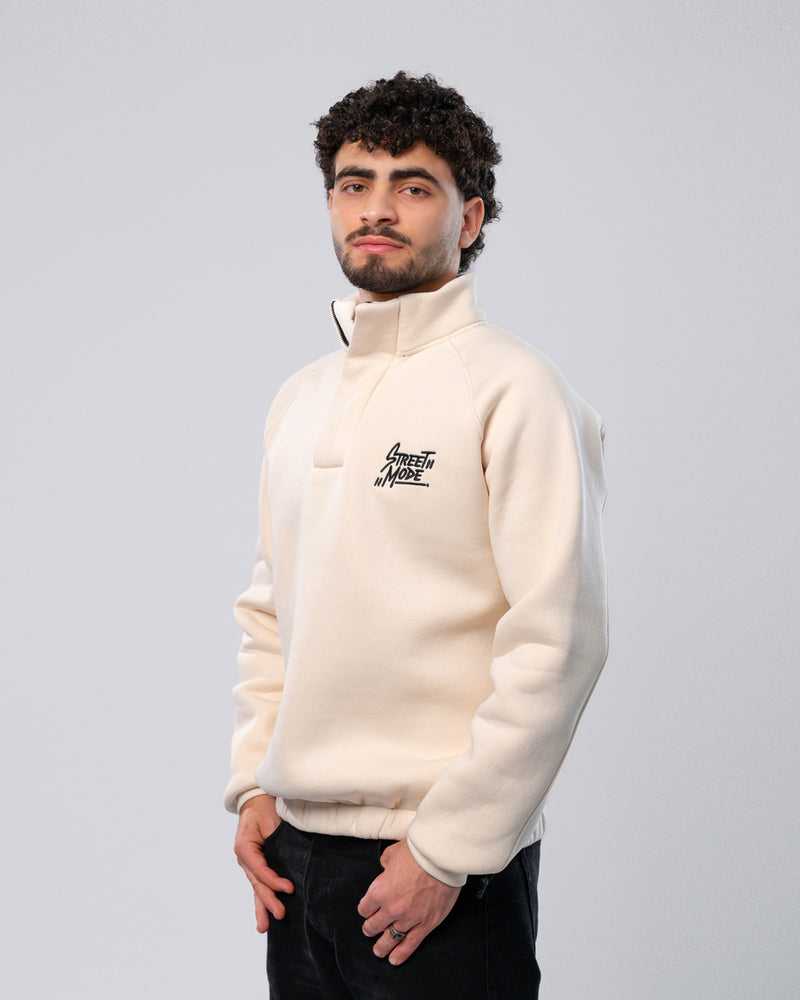 Street Mode off-white Quarter-Zip Pullover